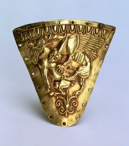 Rhyton Ornament with a Relief of a Fabulous Winged Creature Attacking a Goat